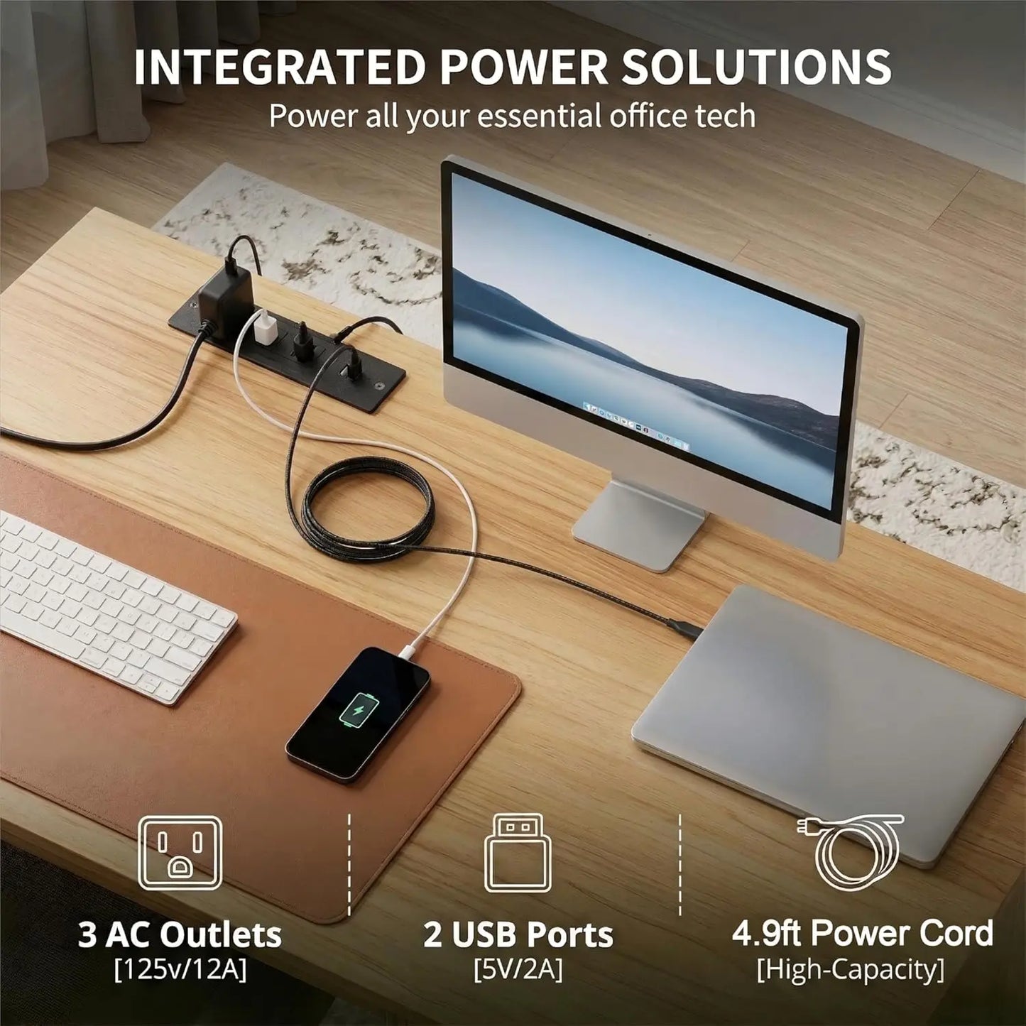 Executive Desk With USB Outlet And File Drawer Oak