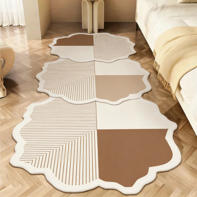 Floral Irregular Plush Rug For Bedroom Living Room Floor Mat