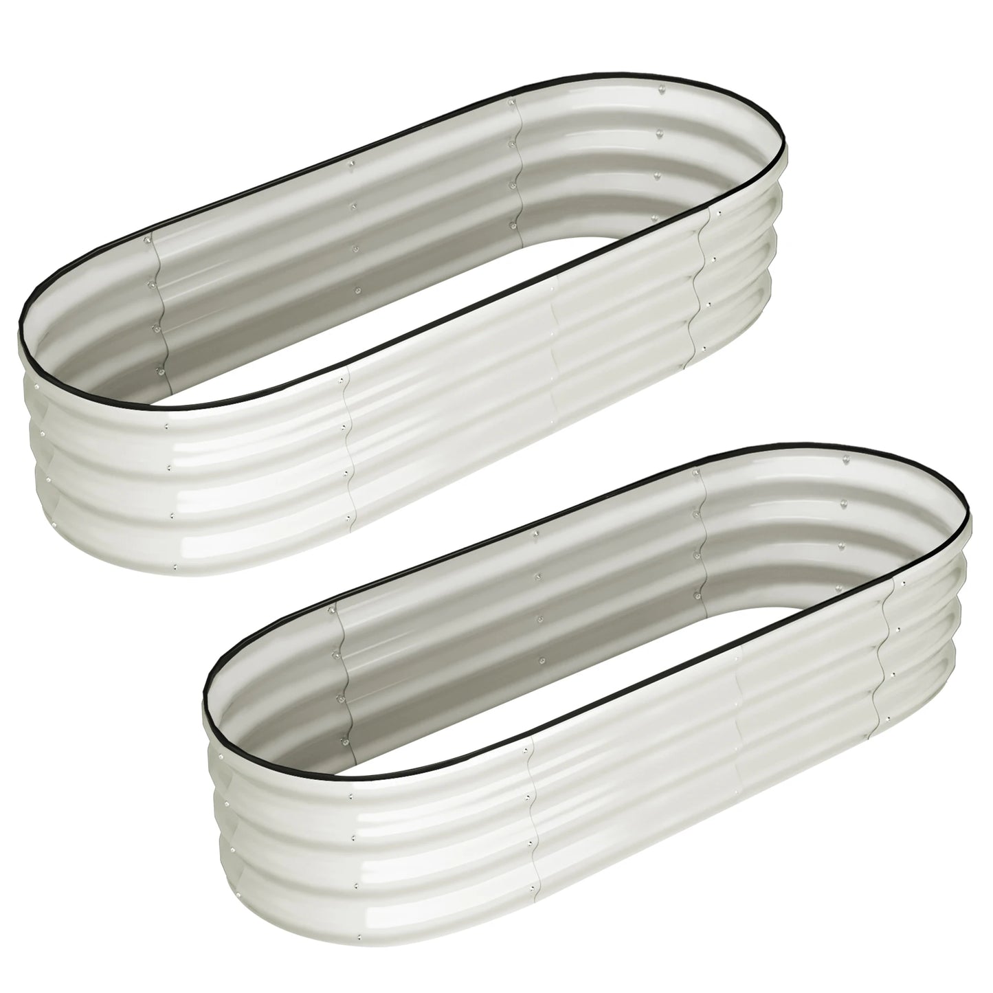 HiMISS Oval Galvanized Raised Garden Bed Outdoor Planter