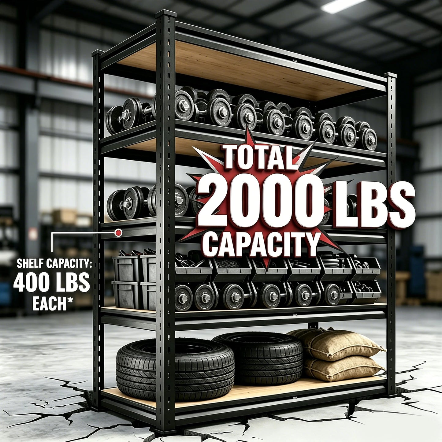 Heavy Duty Metal Storage Rack 5 Tier Adjustable Shelving Unit