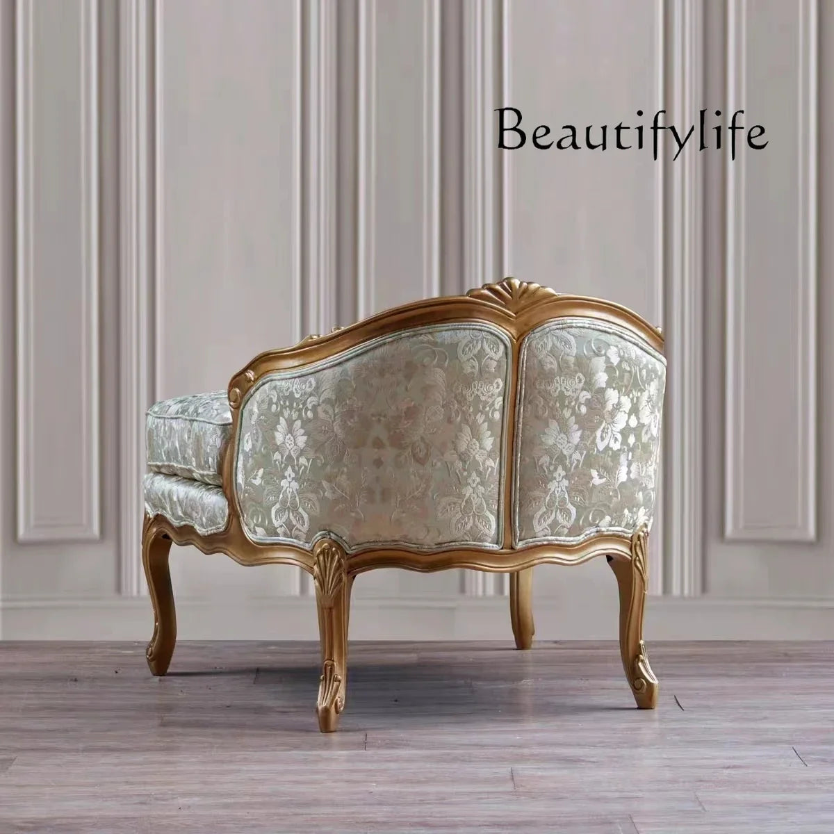 French Style Solid Wood Carved Recliner Single Sofa Chair