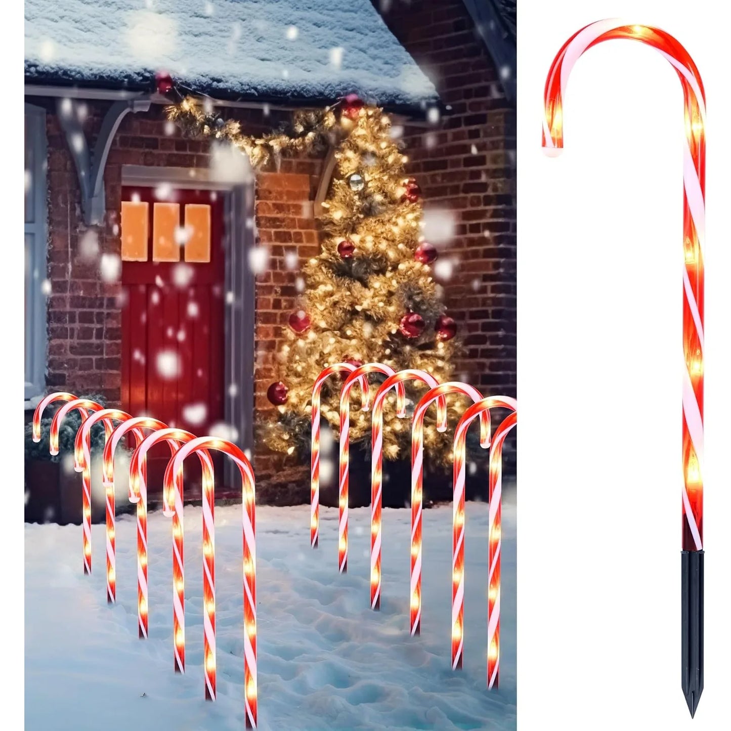 Joyfy Christmas Candy Cane Pathway Lights Set Of 12