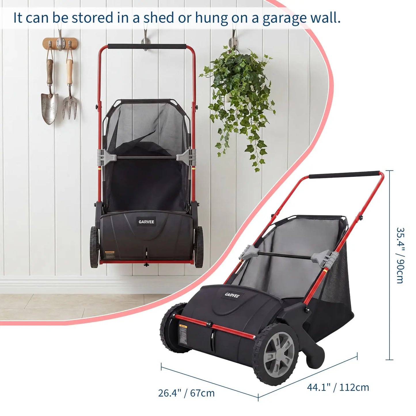 Studyset Manual Push Lawn Sweeper 4 Spinning Brushes And 3.5 Cu Ft Collector