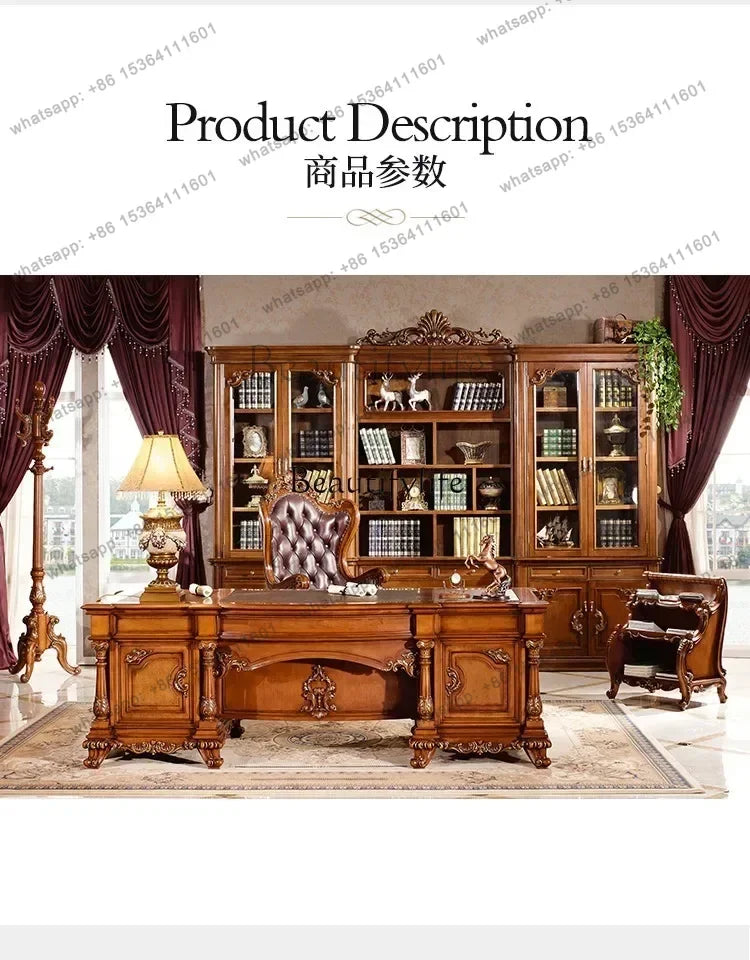 56American all solid wood desk home European office boss table