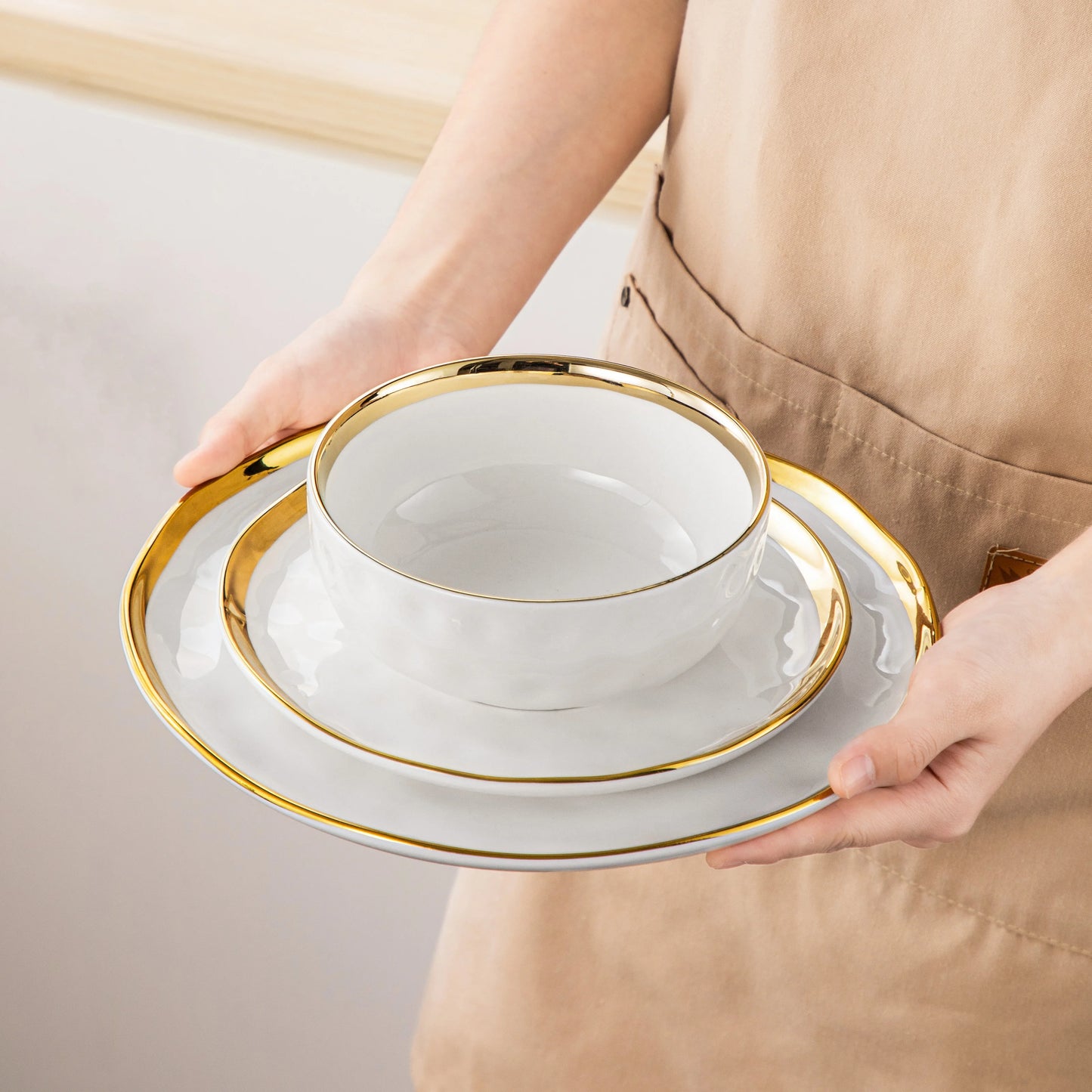 MALACASA Ceramic Porcelain Dinnerware Set Elegant Tableware Collection