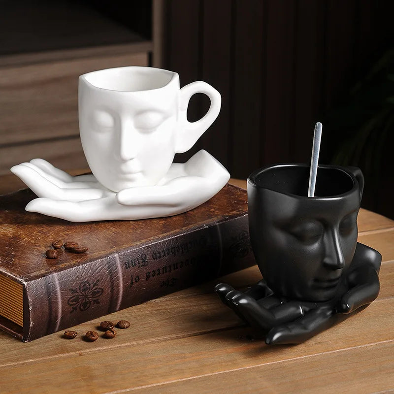 High-Temperature Ceramic Abstract Art Hand Scented Mugs and Saucers