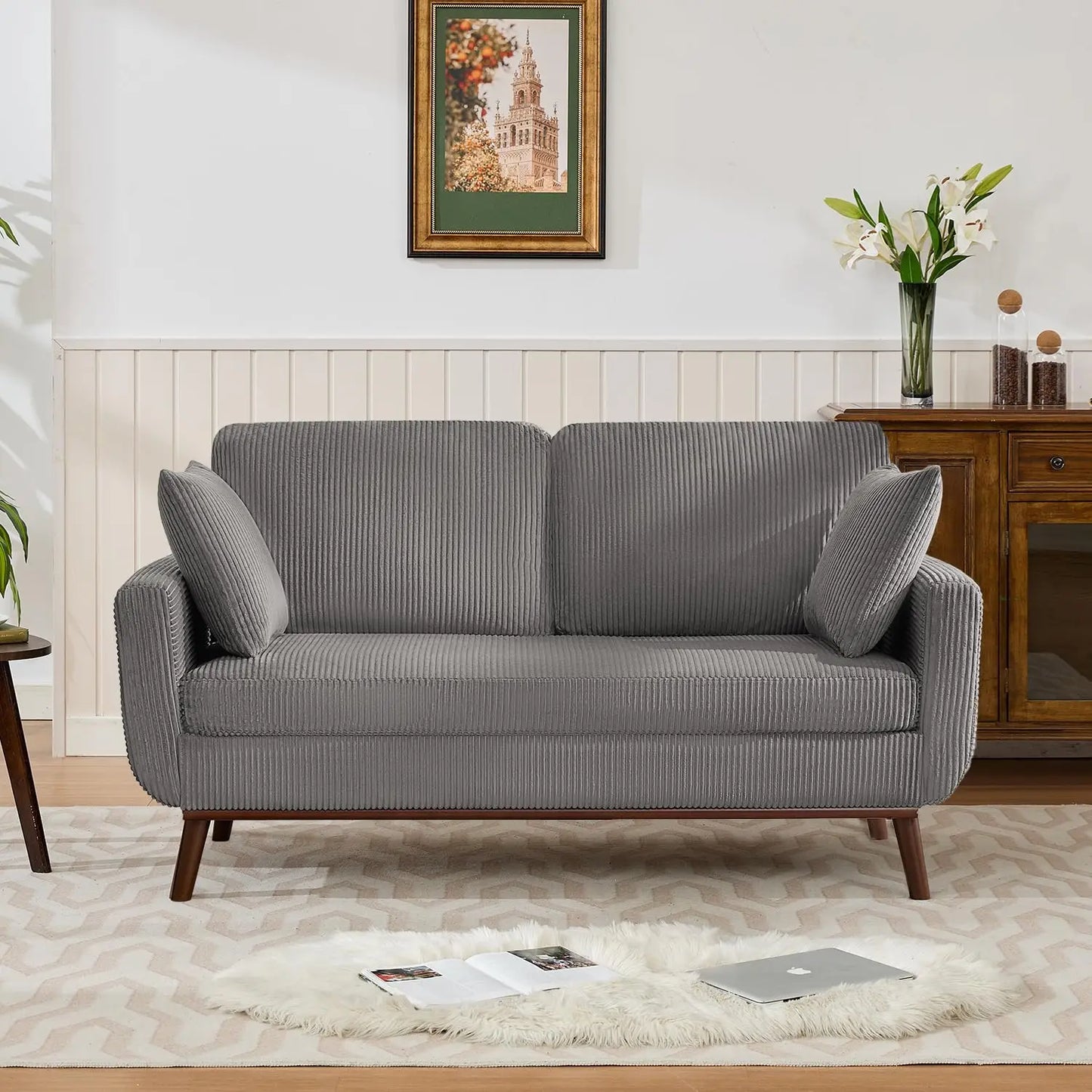 Loveseat Sofa Mid Century Modern Button Tufted Upholstered Customized