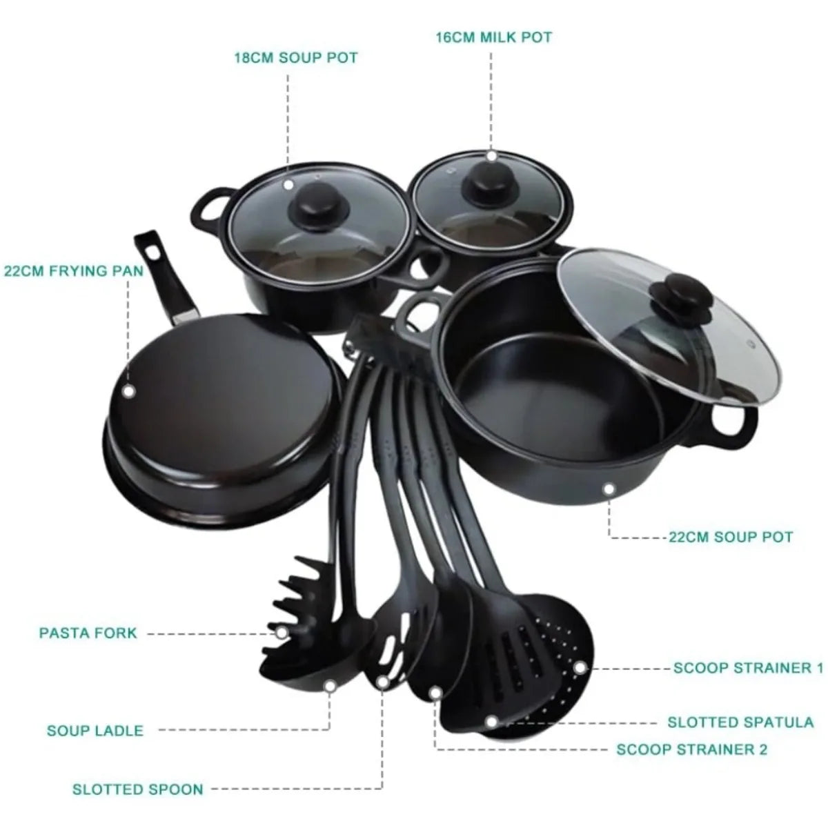 COBASPORT 13 Piece Nonstick Pots And Pans Set Induction Cooktop