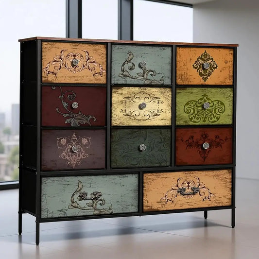 Wood Frame 11 Drawer Dresser Chest Storage Organizer For Bedroom Nursery