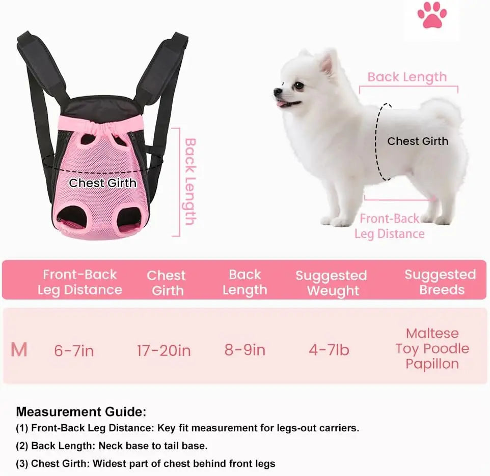 Front Carrier for Small Dogs and Cats with Breathable Legs Out Design