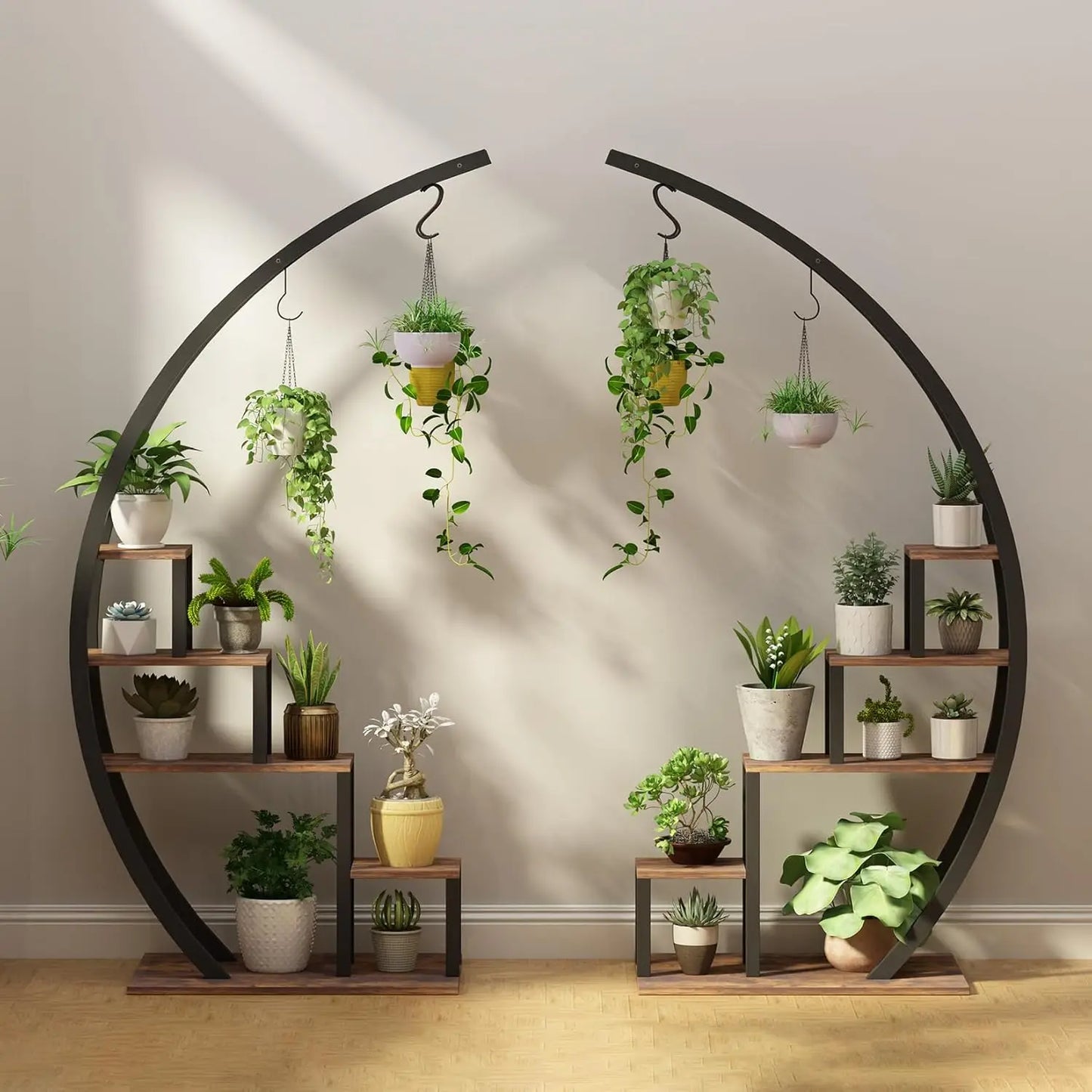 TWISTER.CK 5-Tier Metal Half Moon Plant Stand Indoor Garden