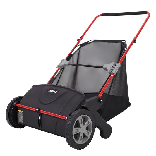 Studyset Manual Push Lawn Sweeper 4 Spinning Brushes And 3.5 Cu Ft Collector