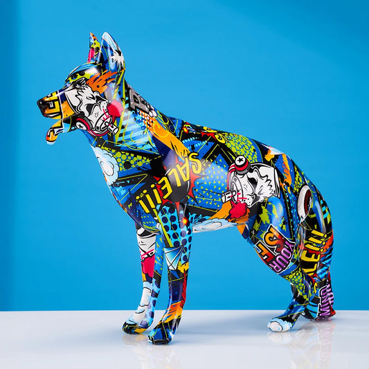 FLYuechun Ranan German Shepherd Resin Art Figurine Home Decor