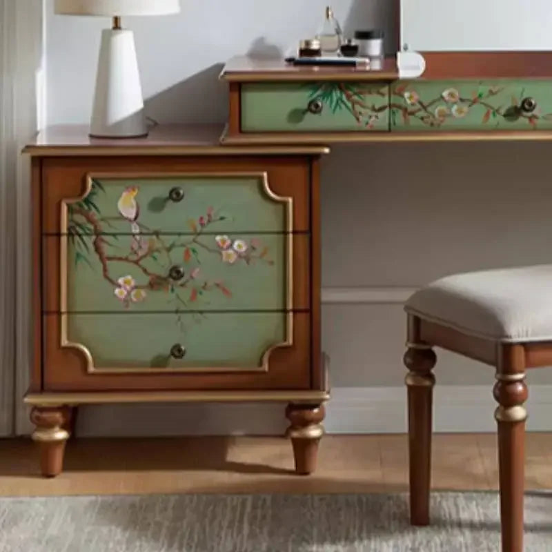 Hidden European Vanity Table Dest Drawer Brown Saving Small Dressing Table Corner Wood Space Makeup Tafel Furnitures For Bedroom