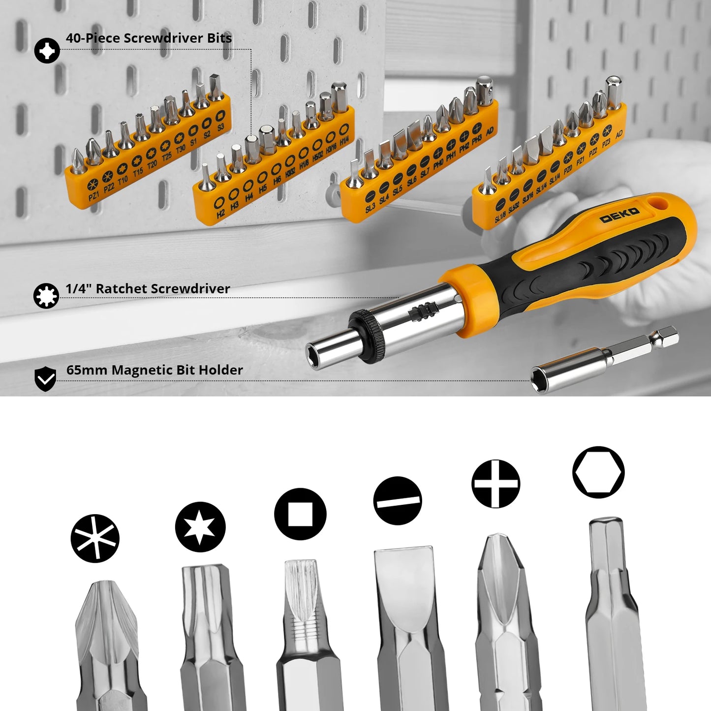 DEKOPRO 228 Piece Socket Wrench Tool Set With Plastic Box