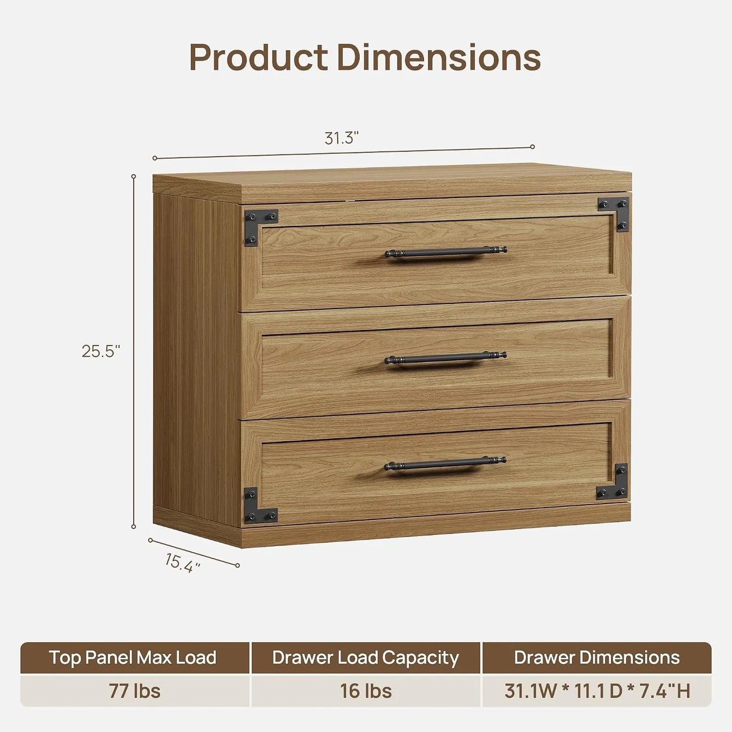 2 Pack Modern Nightstands With 3 Drawers Bedside Tables