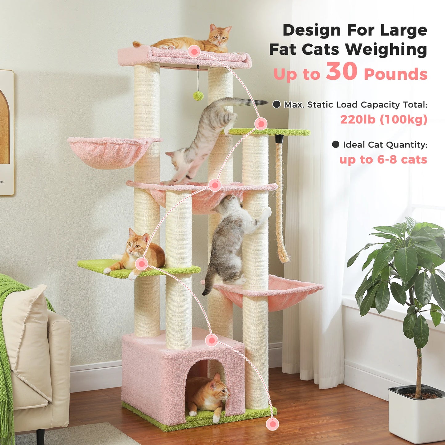 PEQULTI CN Multi Level Cat Tree With Scratching Posts And Cozy Condo