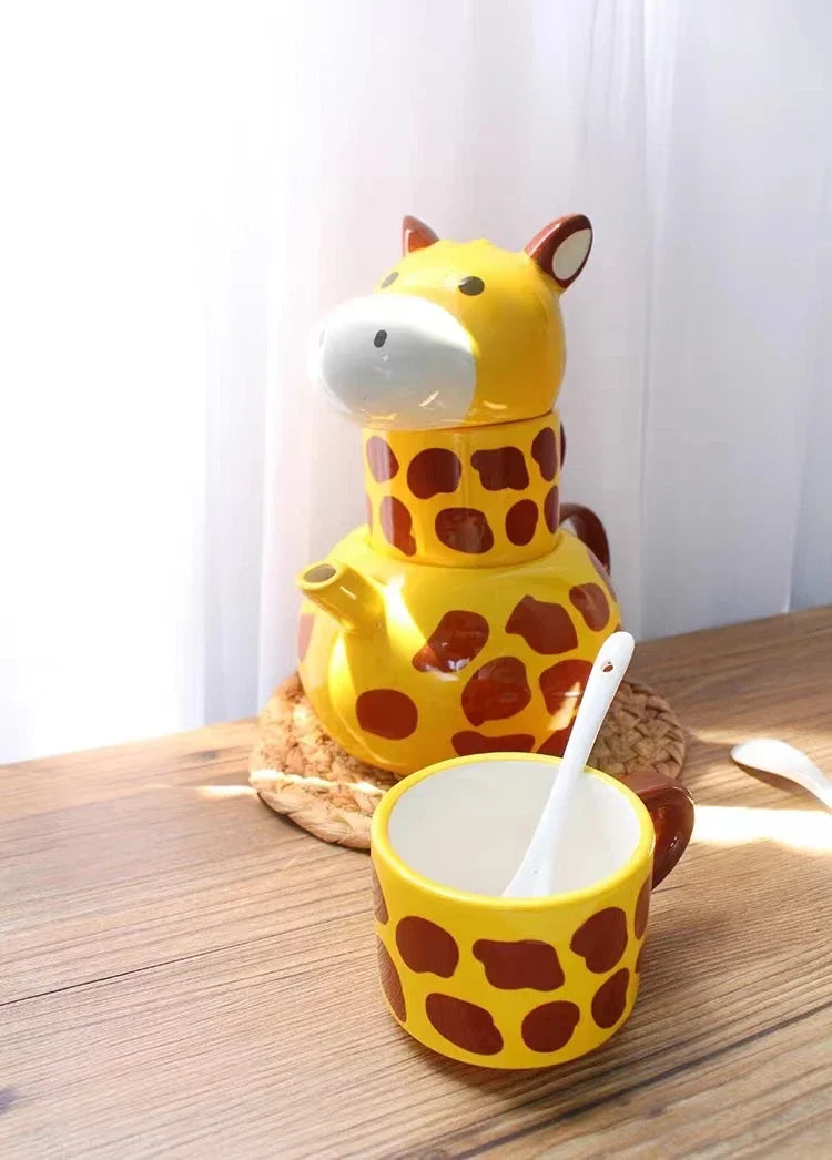 Japanese Style Cute Duck Mom Zai Zai Porcelain Tableware Tea Pot Cup Set