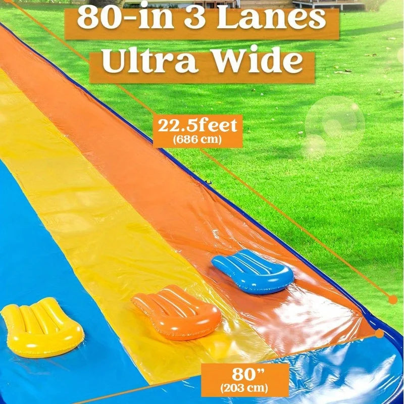 Joyfy Triple Lawn Water Slide With Built In Sprinkler