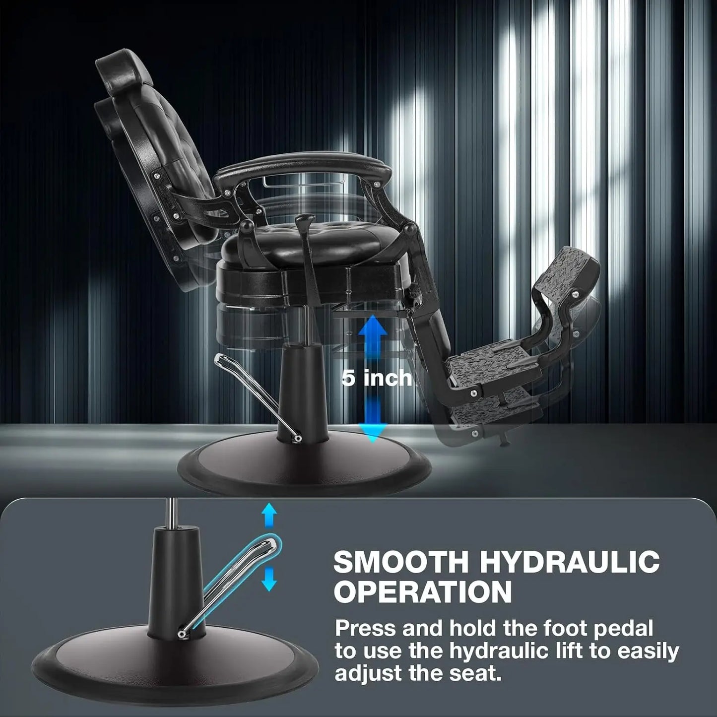 Barber Chair Hydraulic Classic Professional Heavy Duty Adjustable Headrest