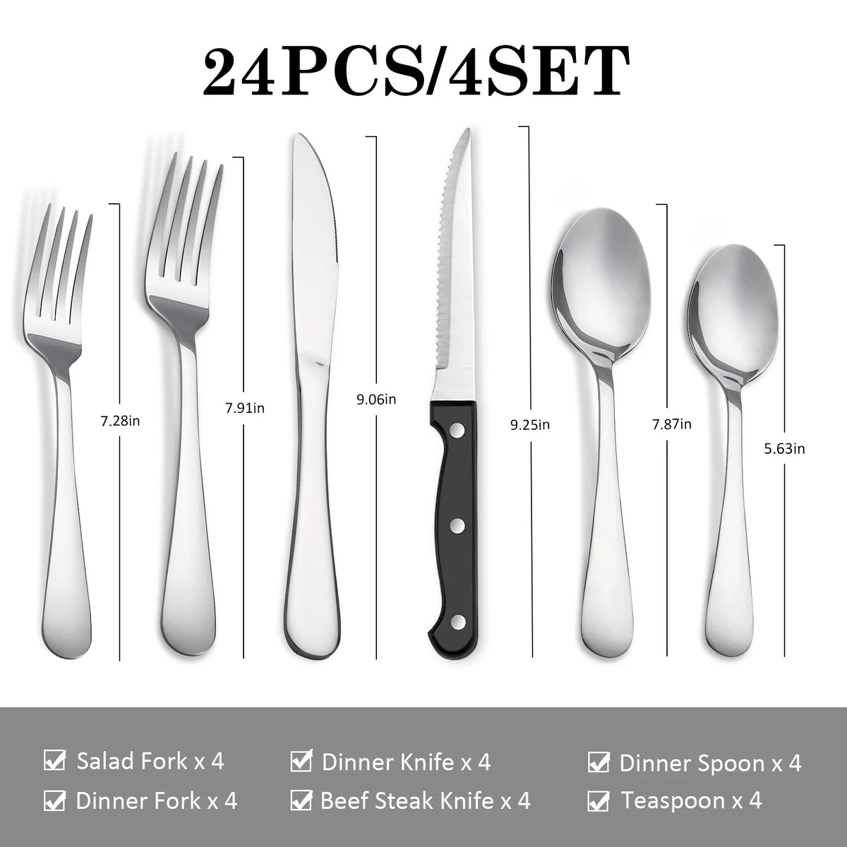 HanSMART Stainless Steel Flatware Set Mirror Polished Cutlery