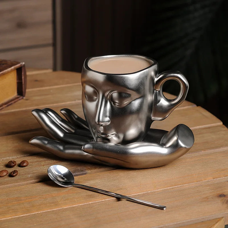 High-Temperature Ceramic Abstract Art Hand Scented Mugs and Saucers