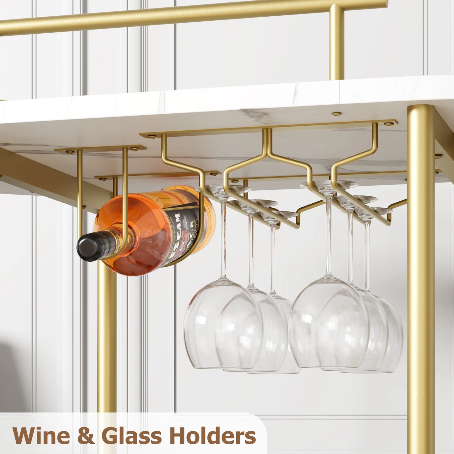TWISTER.CK Bar Cart 4 Tier On Wheels With Wine Rack