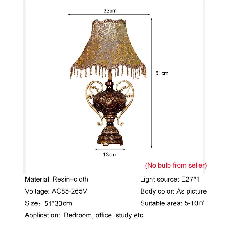 Vecli European Style Desk Lamp Bedside Retro Light
