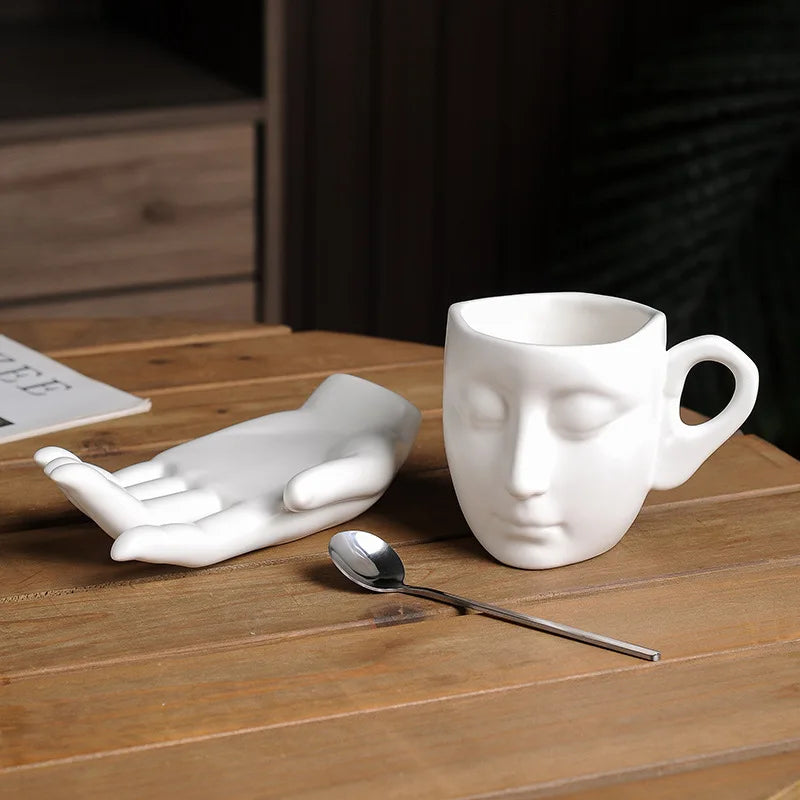 High-Temperature Ceramic Abstract Art Hand Scented Mugs and Saucers