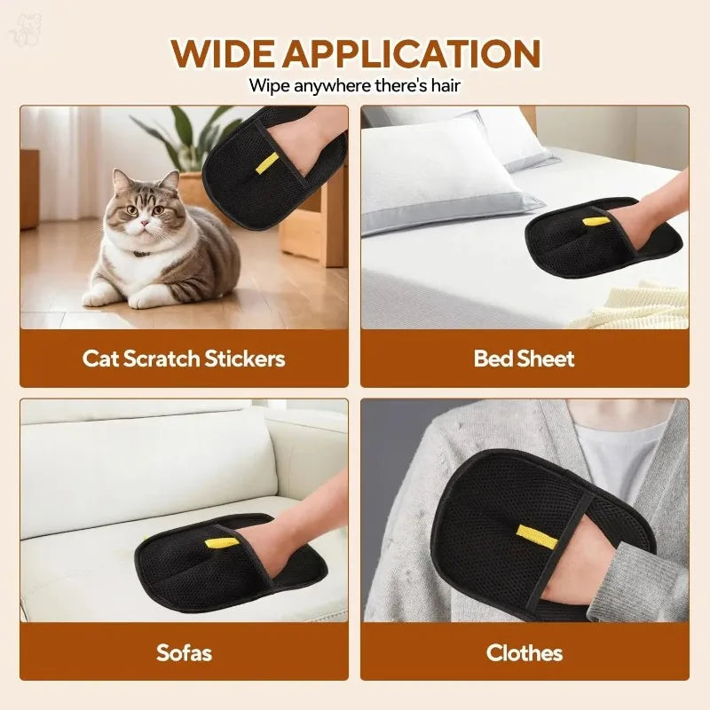 Pet Hair Removal Gloves Reusable Static Grooming Mitts For Pets