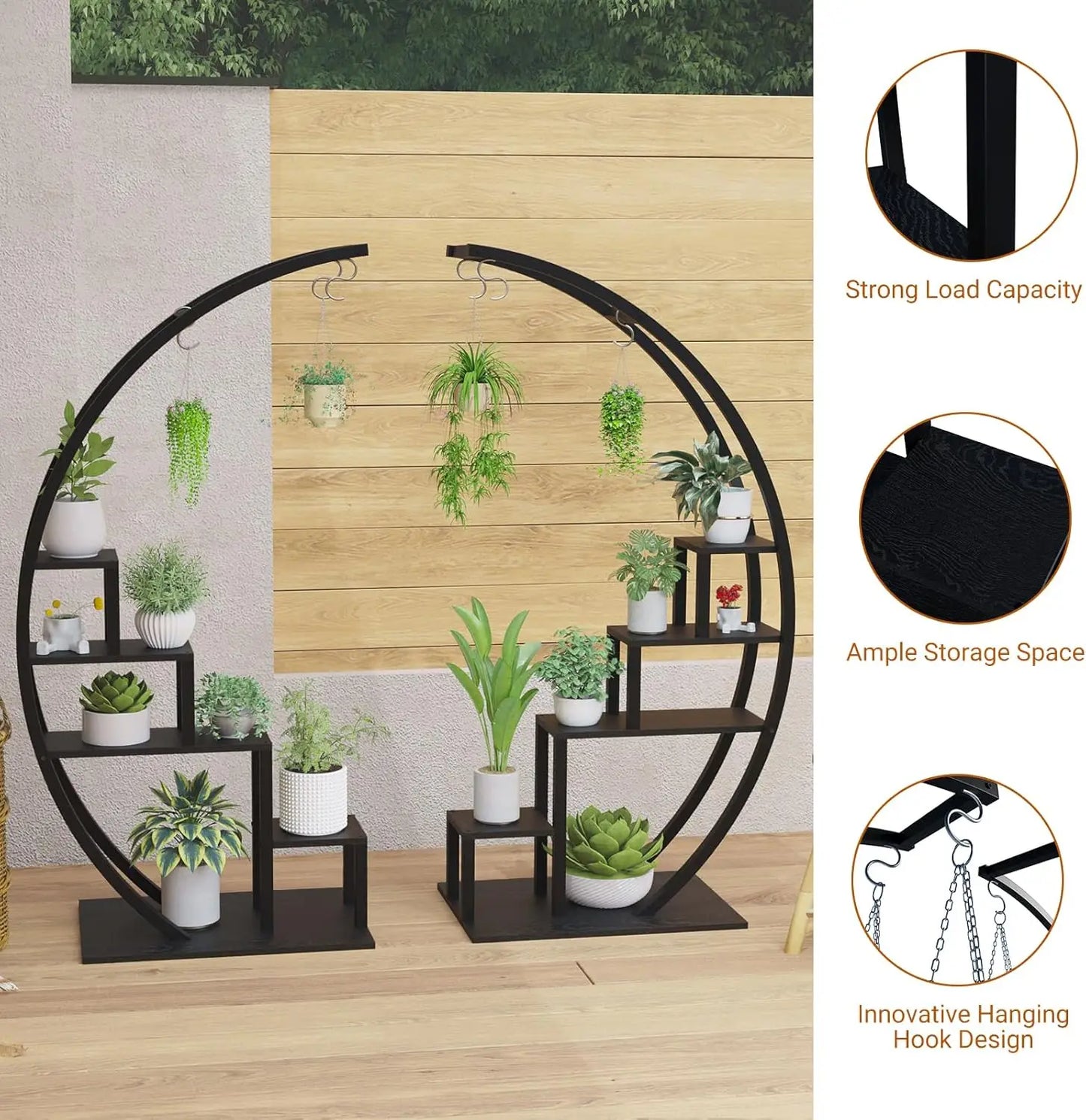 TWISTER.CK 5-Tier Metal Half Moon Plant Stand Indoor Garden