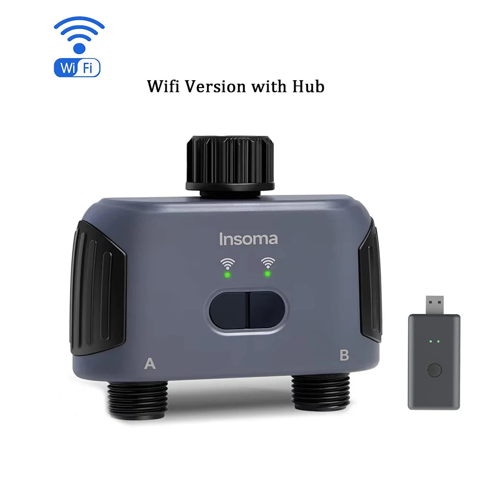 Insoma Zigbee WiFi Automatic Water Timer 2 Outlet Garden Irrigation