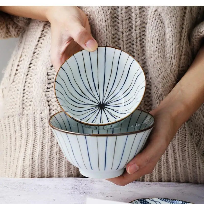 Japanese Retro Ceramic Dinnerware Set With Plates And Bowls