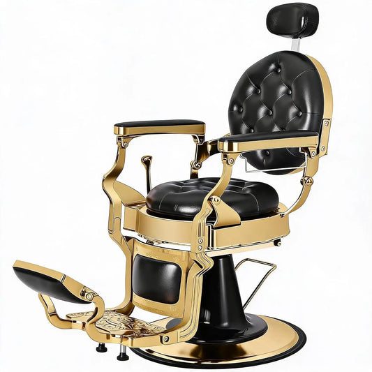 Vintage Barber Chair With Hydraulic Recline And 360 Degree Swivel