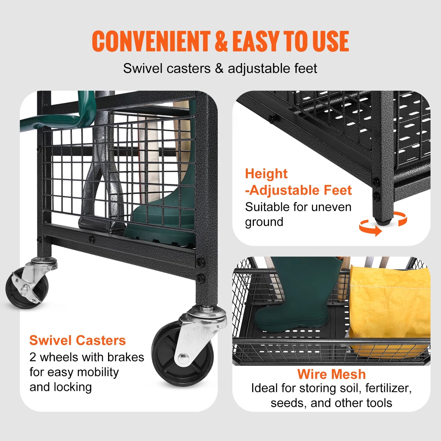 SucceBuy 16 Slot Garden Tool Organizer Tower Rack With Hooks