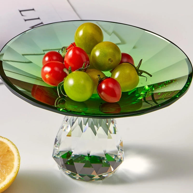 K9 Crystal Glass Cake Stand,Crystal Glass Fruit Plate, Display Desserts Holder for Wedding Cakes Serving Platters