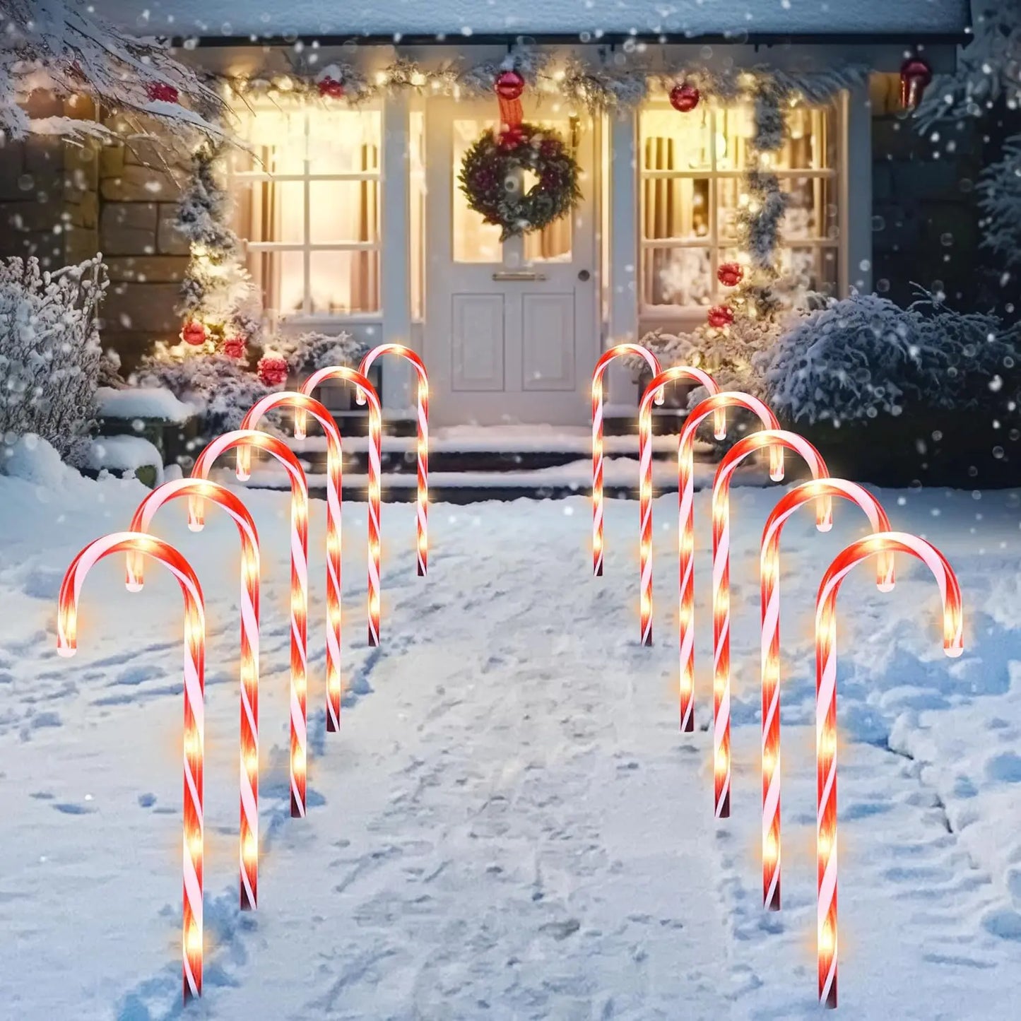 Joyfy Christmas Candy Cane Pathway Lights Set Of 12