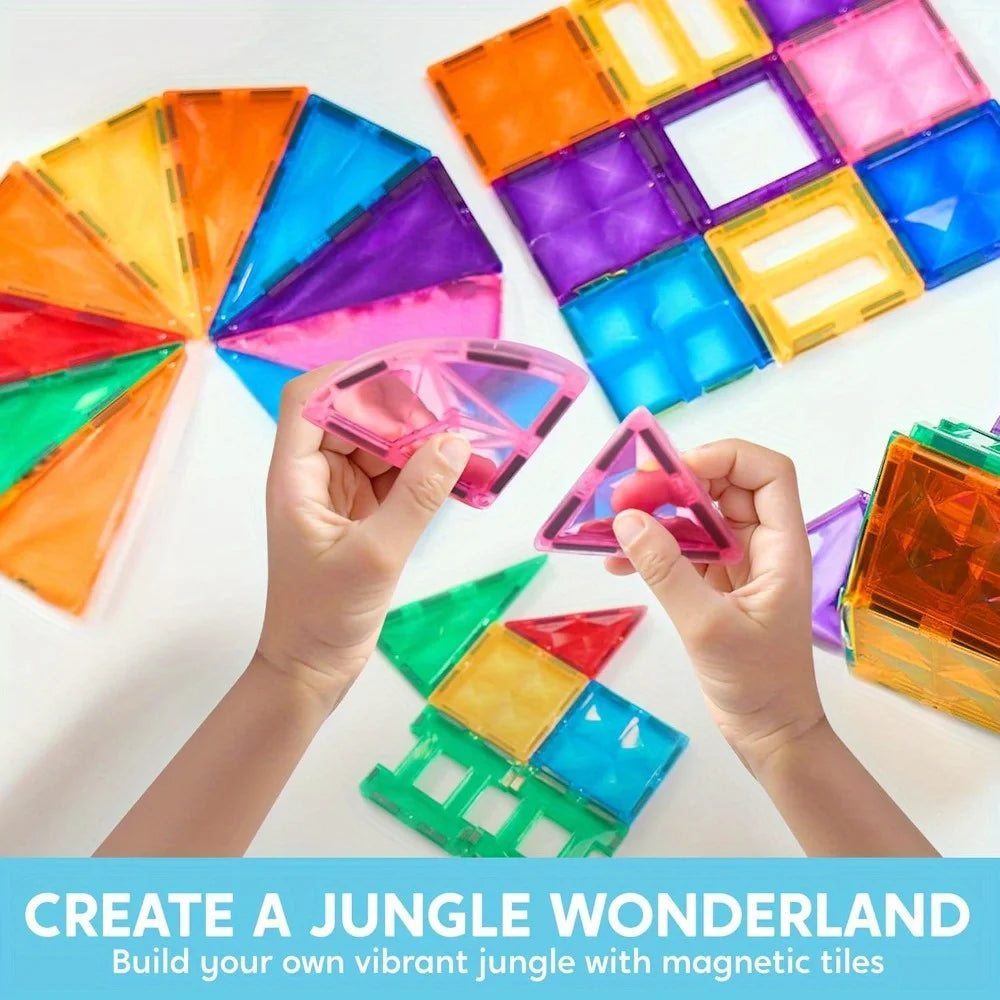 Joyfy Magnetic Building Tiles 3D Set With Vehicle Blocks For Kids
