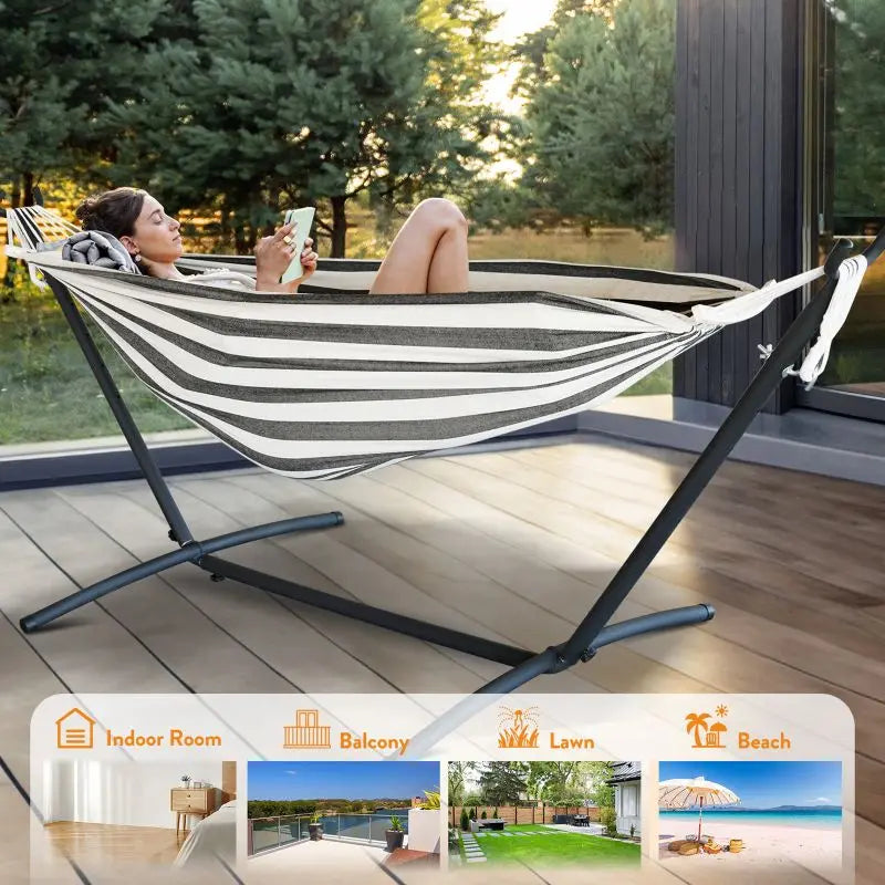 GYROOR Adjustable Outdoor Hammock Stand With 600 Lb Capacity