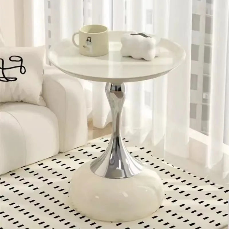 LIUSHADUOLA Modern Wrought Iron Round Corner Coffee Table