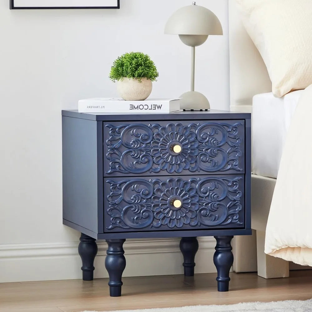 XIAOLANG Nightstand Farmhouse Bedside Table With Two Drawers