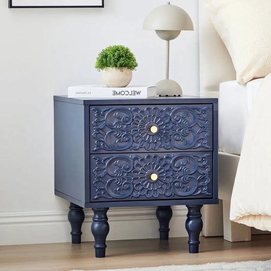 XIAOLANG Nightstand Farmhouse Bedside Table With Two Drawers