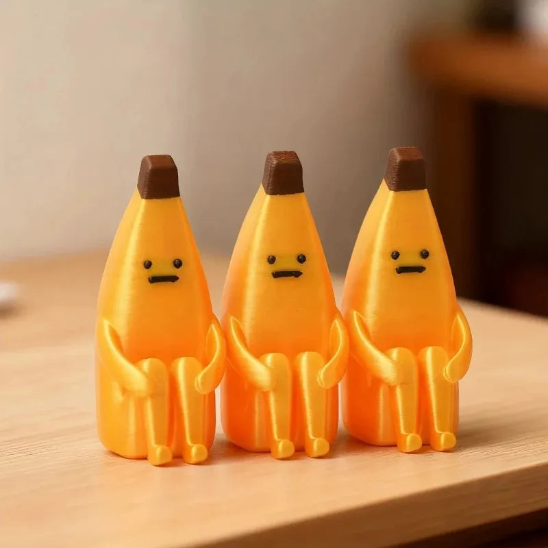 Anxious Banana 3D Printed PLA Figurine Decor for Car Office