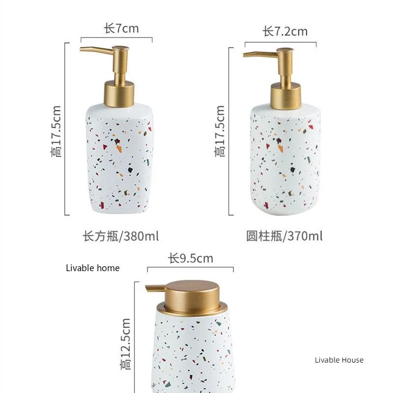 Ceramic Terrazzo Pattern Soap Dispenser For Bathroom Counter Use