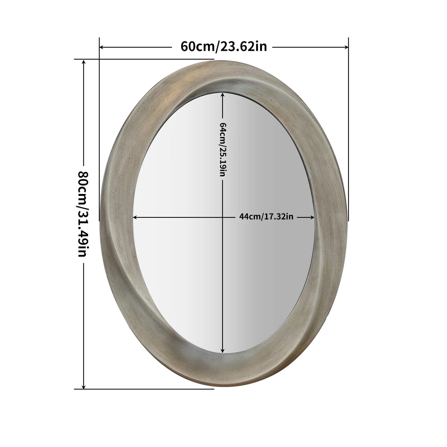 Oval Wall Mirror Beveled Edge Baroque Frame Vanity Mirror