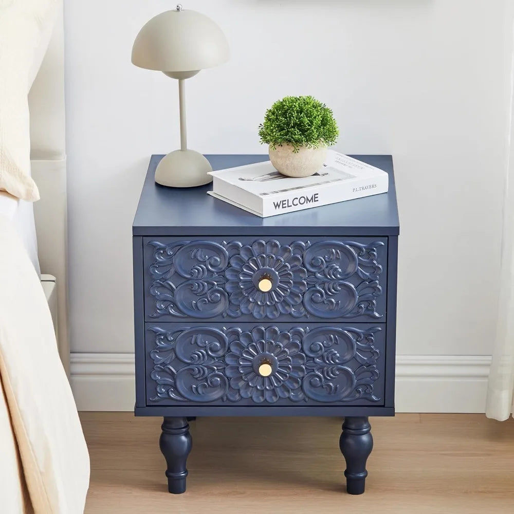 XIAOLANG Nightstand Farmhouse Bedside Table With Two Drawers