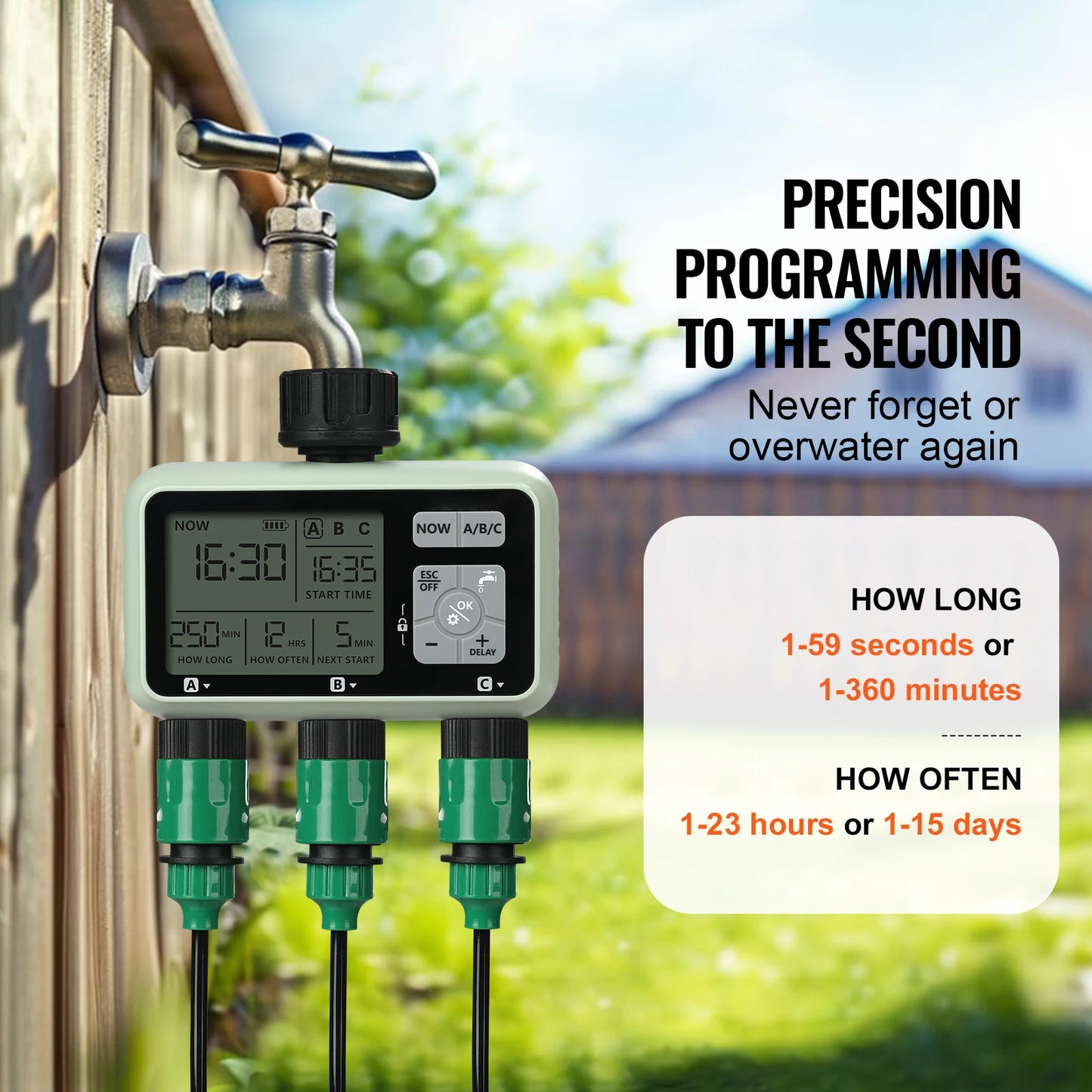 SucceBuy 3 Outlet Water Timer With LCD Display Rain Delay