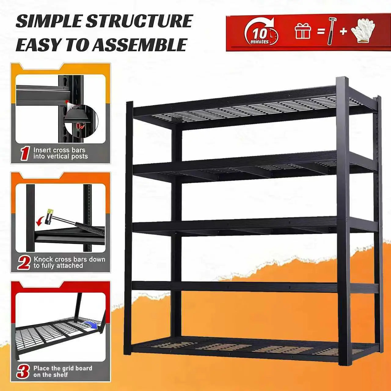 Adjustable Metal Double Layer Shelving Rack For Warehouse And Kitchen