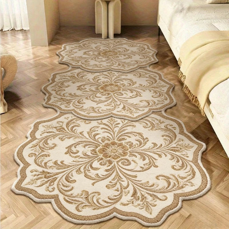 Floral Irregular Plush Rug For Bedroom Living Room Floor Mat