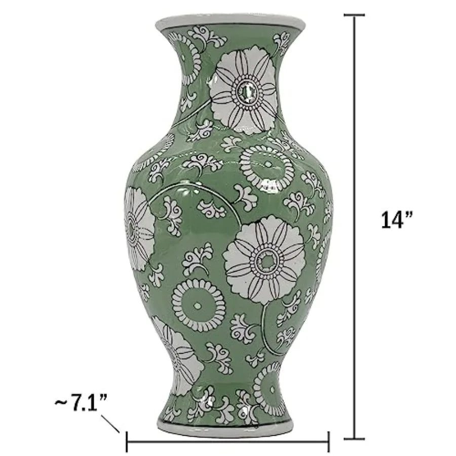 Hand Painted Chinoiserie Ceramic Vase Porcelain Flower Bottle Home Decor